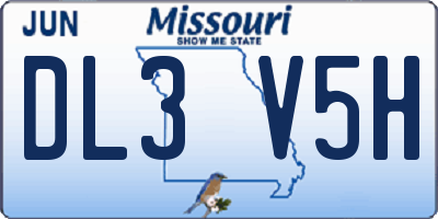 MO license plate DL3V5H