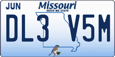 MO license plate DL3V5M