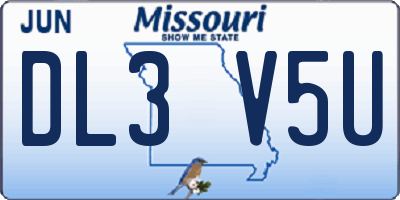 MO license plate DL3V5U