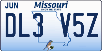 MO license plate DL3V5Z