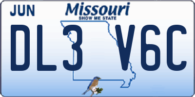 MO license plate DL3V6C