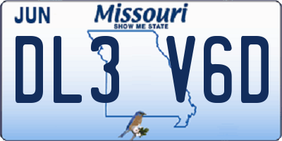 MO license plate DL3V6D
