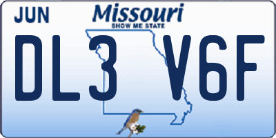 MO license plate DL3V6F