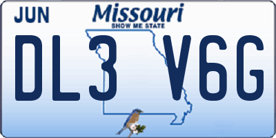 MO license plate DL3V6G