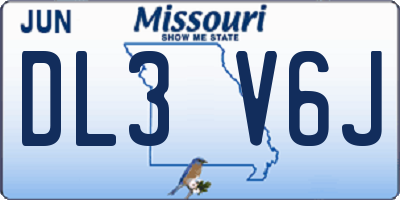 MO license plate DL3V6J