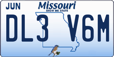 MO license plate DL3V6M