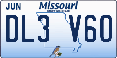 MO license plate DL3V6O