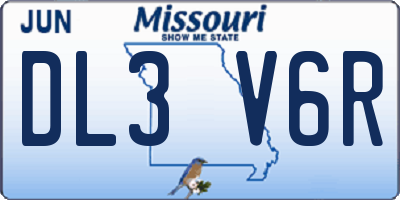 MO license plate DL3V6R