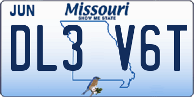 MO license plate DL3V6T