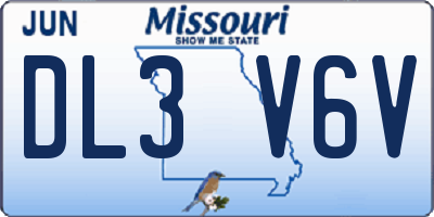 MO license plate DL3V6V