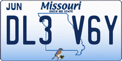 MO license plate DL3V6Y