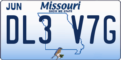 MO license plate DL3V7G