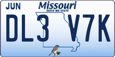 MO license plate DL3V7K