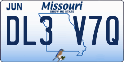 MO license plate DL3V7Q