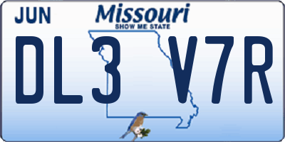 MO license plate DL3V7R