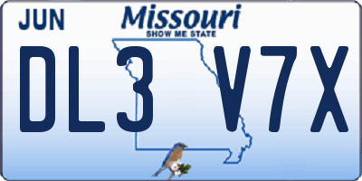 MO license plate DL3V7X