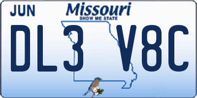 MO license plate DL3V8C