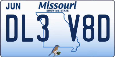 MO license plate DL3V8D