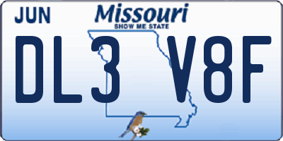 MO license plate DL3V8F