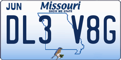 MO license plate DL3V8G