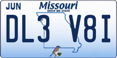 MO license plate DL3V8I