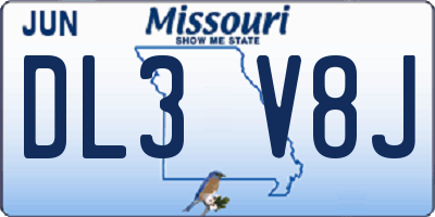 MO license plate DL3V8J