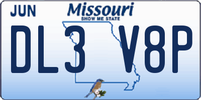 MO license plate DL3V8P