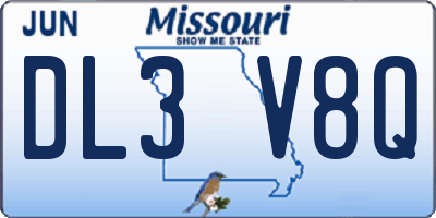 MO license plate DL3V8Q