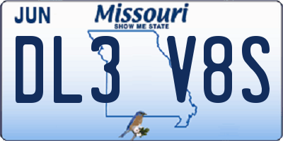 MO license plate DL3V8S