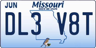 MO license plate DL3V8T