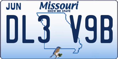 MO license plate DL3V9B