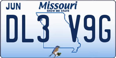 MO license plate DL3V9G
