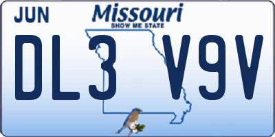 MO license plate DL3V9V