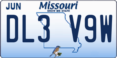 MO license plate DL3V9W