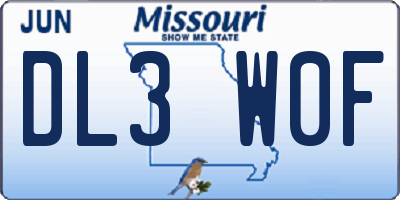 MO license plate DL3W0F
