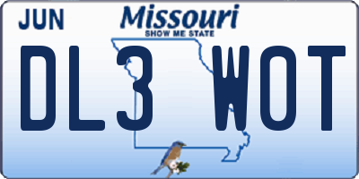 MO license plate DL3W0T