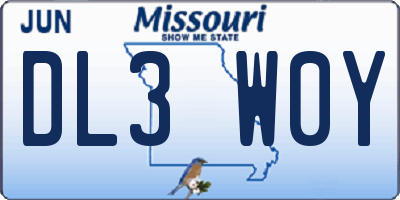 MO license plate DL3W0Y