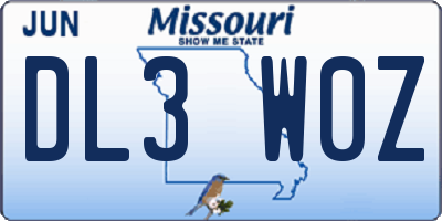 MO license plate DL3W0Z