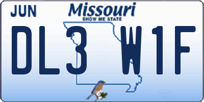 MO license plate DL3W1F