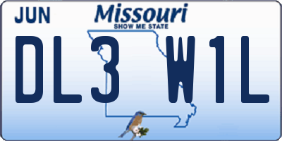 MO license plate DL3W1L