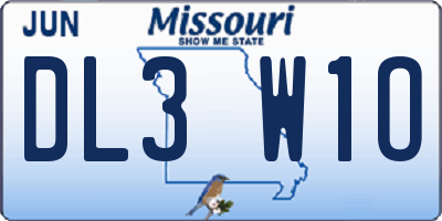 MO license plate DL3W1O