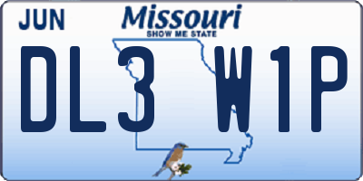 MO license plate DL3W1P
