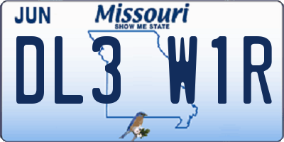 MO license plate DL3W1R
