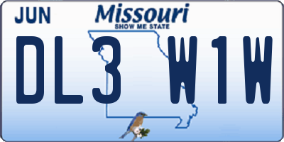 MO license plate DL3W1W