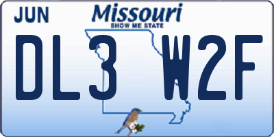 MO license plate DL3W2F