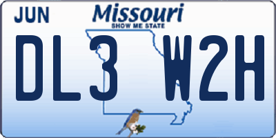 MO license plate DL3W2H