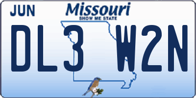 MO license plate DL3W2N