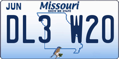 MO license plate DL3W2O