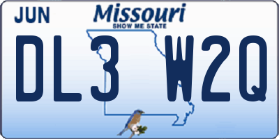 MO license plate DL3W2Q