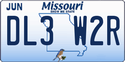 MO license plate DL3W2R